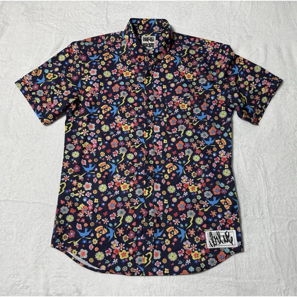 RSVLTS New Found‎ Glory Shirt Mens Medium Blue Floral Short Sleeve Kunnflex